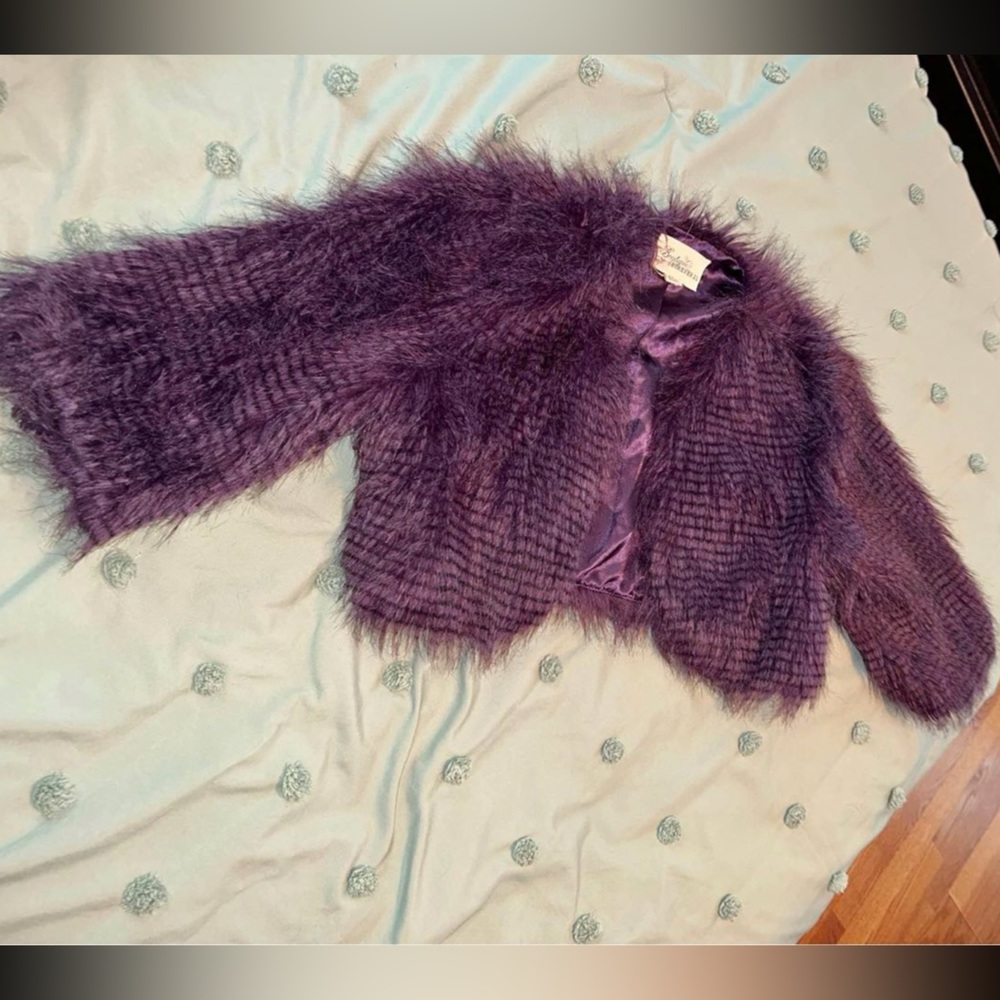 Purple faux fur jacket